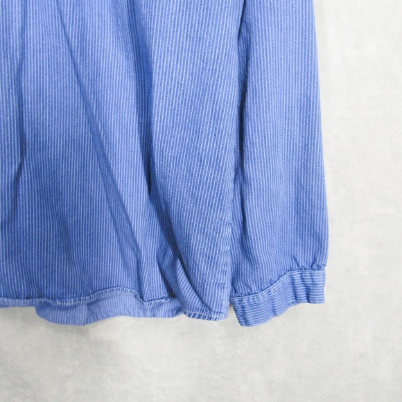 WAH Maker Shirt Men's XL Vintage USA Made Blue Pinstripe Band Collar Pullover - Picture 3 of 10